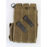GERMAN MP40 POUCH GREEN CANVAS WITH BLACK LEATHER STRAPS