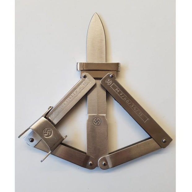 SS PARATROOPER COLLAPSIBLE ANTI GRAVITY KNIFE -SILVER