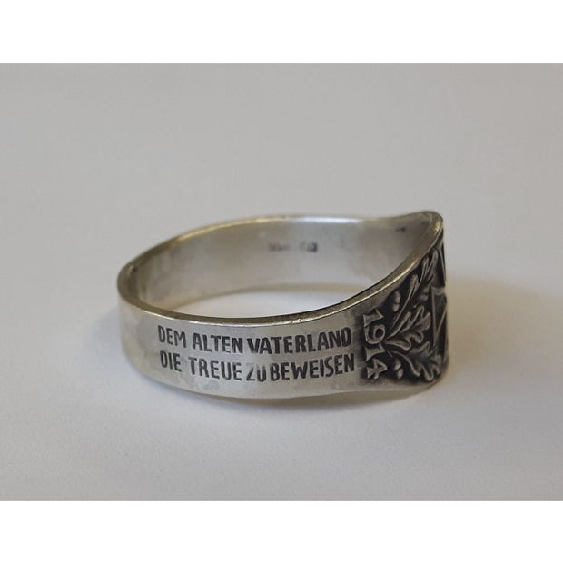 GERMAN 1914 DHG IRON CROSS RING WITH OAK LEAVES