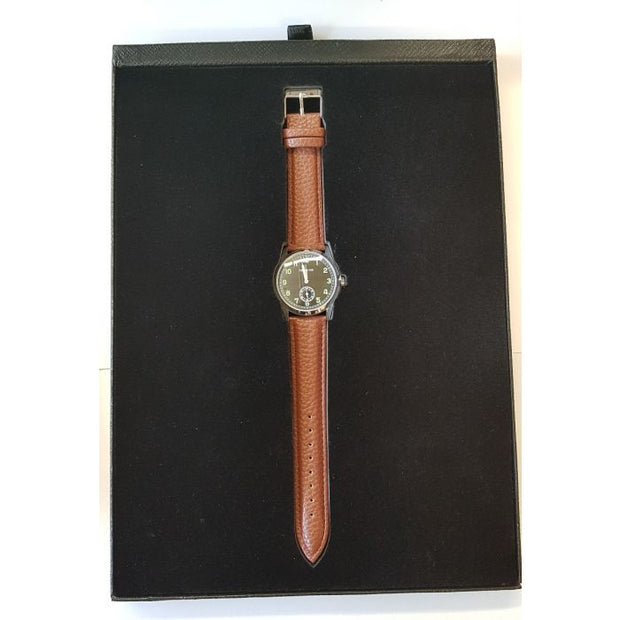 GERMAN WWII ARMY SERVICE WATCH WITH BROWN STRAP