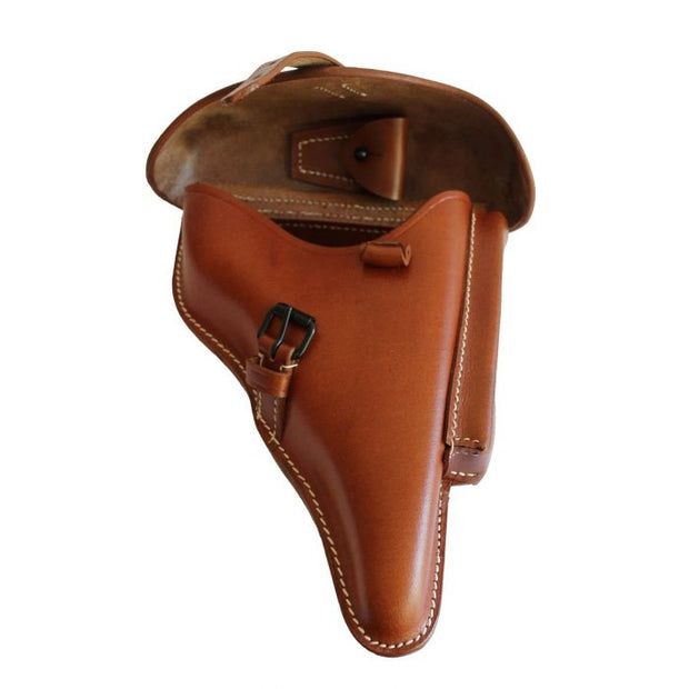 WWII GERMAN P08 LUGER HARDSHELL PISTOL HOLSTER BROWN WITH LUGER TAKE DOWN TOOL