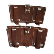 GERMAN WW2 98K BROWN LEATHER TRIPLE AMMUNITION POUCH SET OF 2 (PATRONENTPASCHEN 98K)