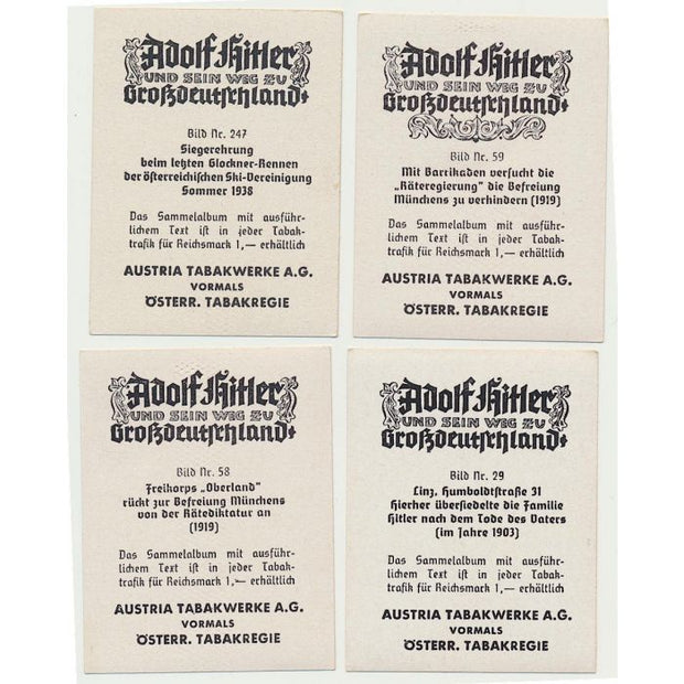 SIEGEREHRUNG BEIMLBTEN -LOT OF 4 CIGARETTE CARDS