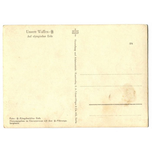 UNSERE WAFFEN SS POST CARD "ON OLYMPIC SOIL"