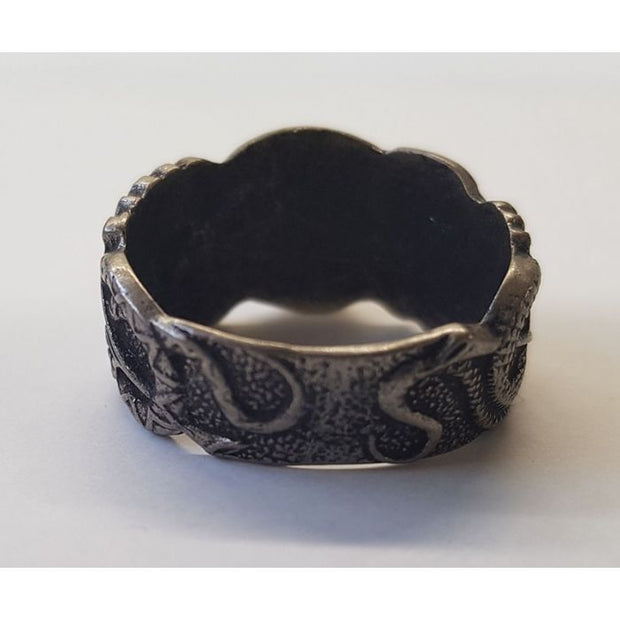 GERMAN OFFICERS ANTI-PARTISIAN RING WITH SNAKES AND OAKS LEAVES