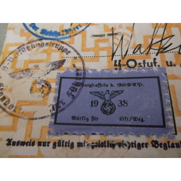 SS NSDAP AUSWEIS KONRAD JURGENSEN SS VERFUGUNGSTRUPPE DER FUHRER