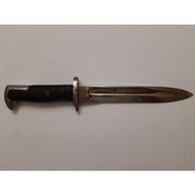 WWII US M1 GARAND M1905 BAYONET WITH LEATHER SCABBARD WITH CUT DOWN BLADE