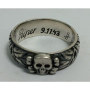 SS TOTENKOPF S.Lb. PEIPER 9.11.43 H. HIMMLER HONOR RING SMALL HEAD