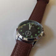 GERMAN WWII ARMY SERVICE WATCH WITH BROWN STRAP