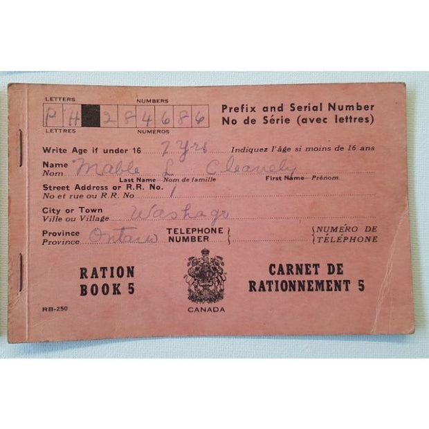 ORIGINAL USED CANADIAN WW2 RATION BOOKS AND MEAT RATION TOKEN