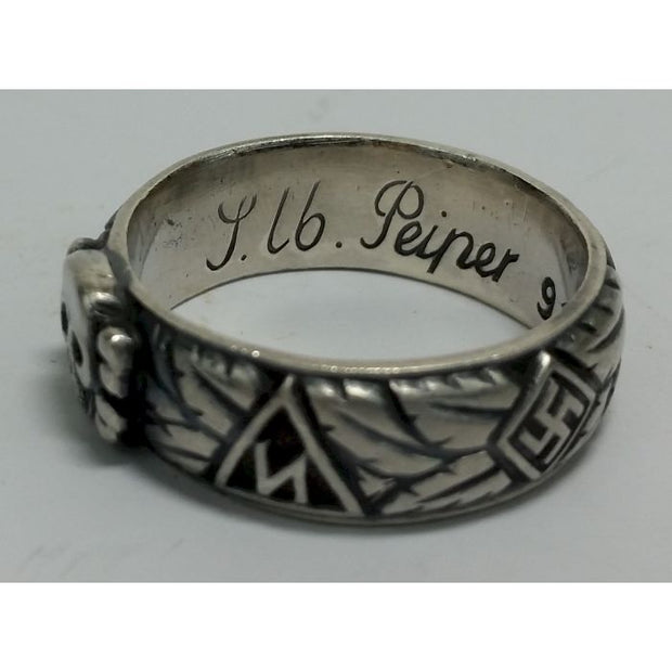 SS TOTENKOPF S.Lb. PEIPER 9.11.43 H. HIMMLER HONOR RING SMALL HEAD