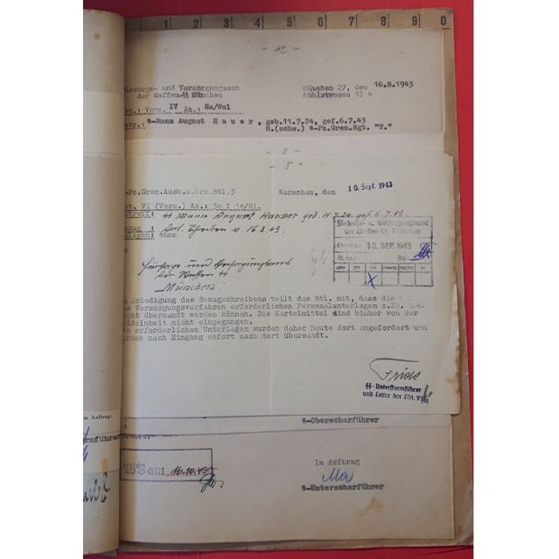 SS TOTENKOPF DEATH FILE FOR WAFFEN SS-MANN AUGUST HAUER