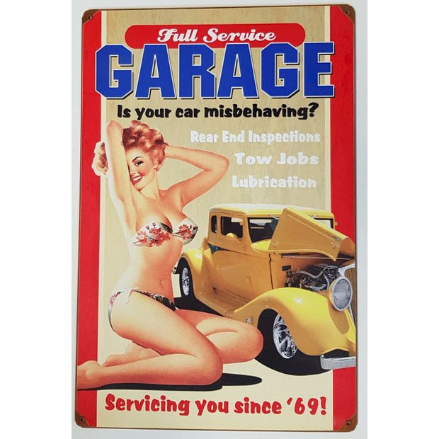 AMERICAN FULL SERVICE GARAGE METAL SIGN