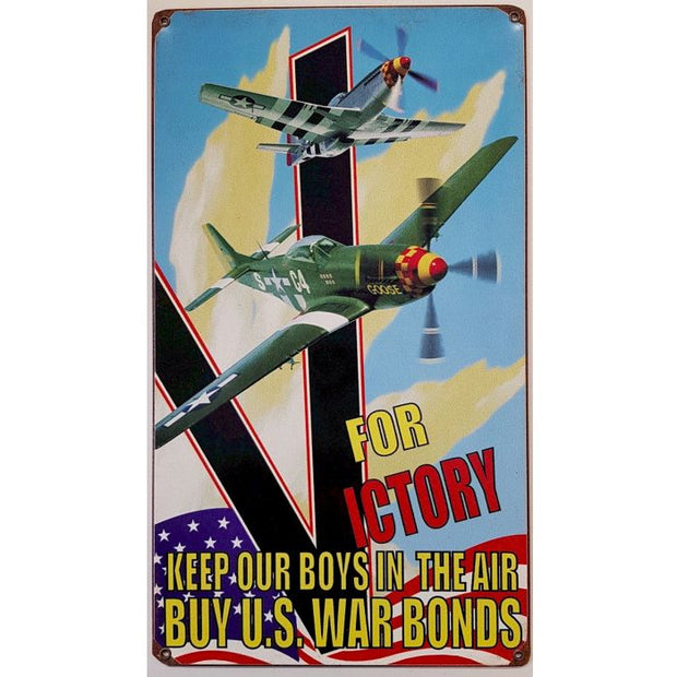 AMERICAN V FOR VICTORY METAL SIGN
