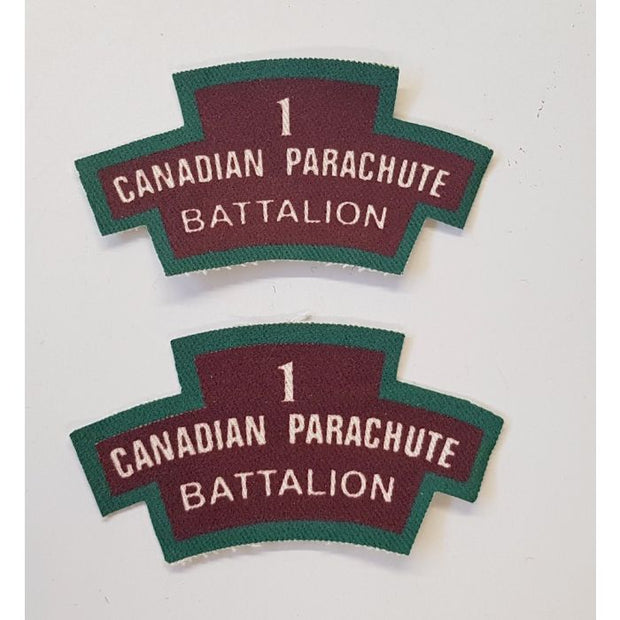 CANADIAN 1st PARACHUTE BATTALION CANVAS SHOULDER FLASH SET OF 2