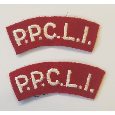 CANADIAN WW2 CLOTH SHOULDER FLASH P.P.C.L.I. PRINCESS PATRICIA’S CANADIAN LIGHT INFANTRY