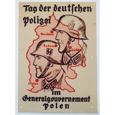 DAY OF THE DEUTFCHEN POLICE IN GENERALGOUVERNEMENT POLAND METAL SIGN
