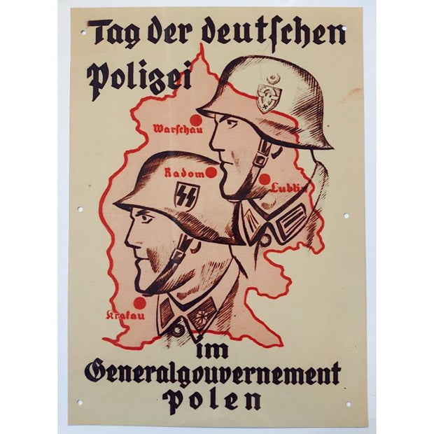 DAY OF THE DEUTFCHEN POLICE IN GENERALGOUVERNEMENT POLAND METAL SIGN
