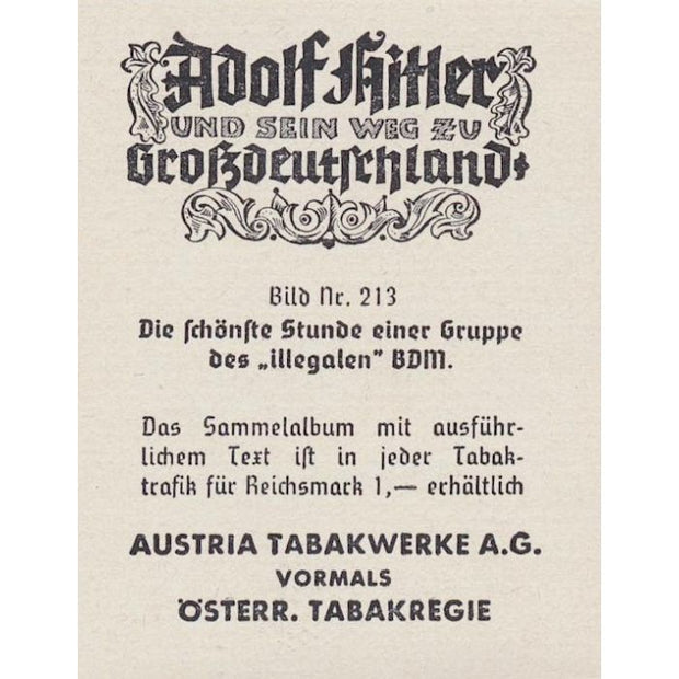 DIE SCHONFTE STUNDE EINER GRUPPE DES ILLEGALEN BDM CIGARETTE CARD
