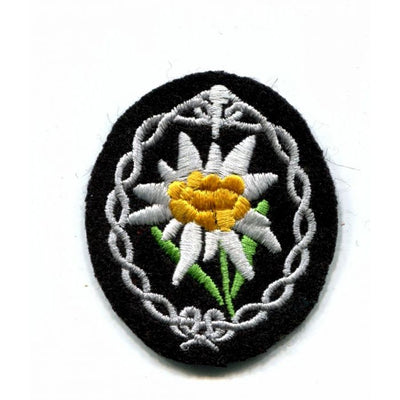 GERMAN SS EDELWEISS SLEEVE PATCH ENLISTED MAN BLACK BACKING