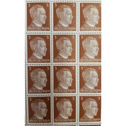 FULL AND COMPLETE GERMAN WWII HITLER HEAD STAMP SHEET OF 100 STAMPS 3 RPF VALUE. FULL GUM