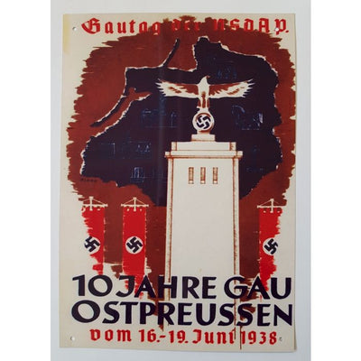 GAUTAG DER NSDAP 10 JAHRE OSTPREUSSEN METAL SIGN