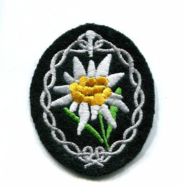German Mountain Troop Edelweiss Sleeve Eagle Em - Dark Green Backing