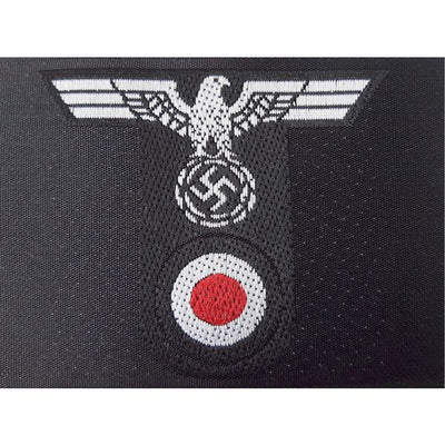 GERMAN ARMY PANZER ENLISTED MAN M43 TRAPEZOIDS BEVO T- SHAPED HAT BADGE Grey on Black
