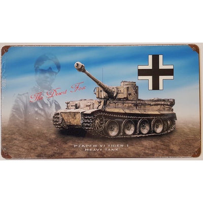 GERMAN DESERT FOX METAL SIGN 8" X 14"