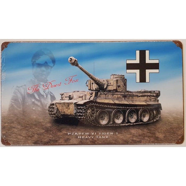 GERMAN DESERT FOX METAL SIGN 8" X 14"