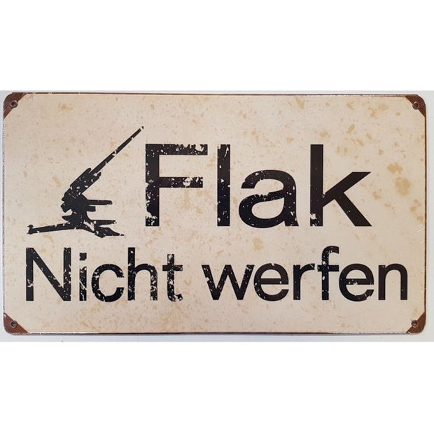 GERMAN FLAK METAL SIGN 8" X 14"