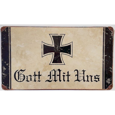GERMAN GOD WITH US METAL SIGN 8" X 14"