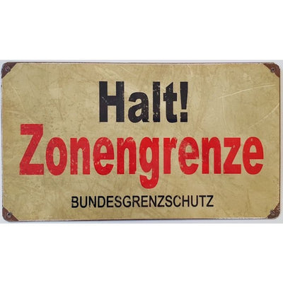 GERMAN HALT! ZONENGRENZE METAL SIGN 8" X 14"