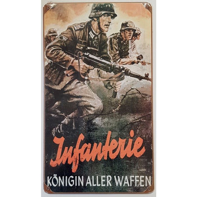 GERMAN INFANTERIE QUEEN OF ALL ARMS METAL SIGN 8" X 14"