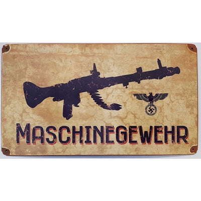 GERMAN MACHINE GUN METAL SIGN 8" X 14"