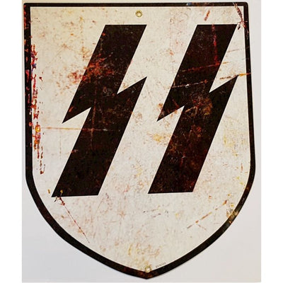 GERMAN SS SHIELD METAL SIGN 14" X 16"