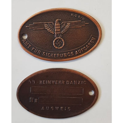 GERMAN SECRET POLICE ID - SS Heinwehr Danzig Bronze