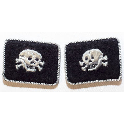 GERMAN SS TOTENKOPF OFFICERS COLLAR TABS (HORIZONTAL DOUBLE PATTERN)