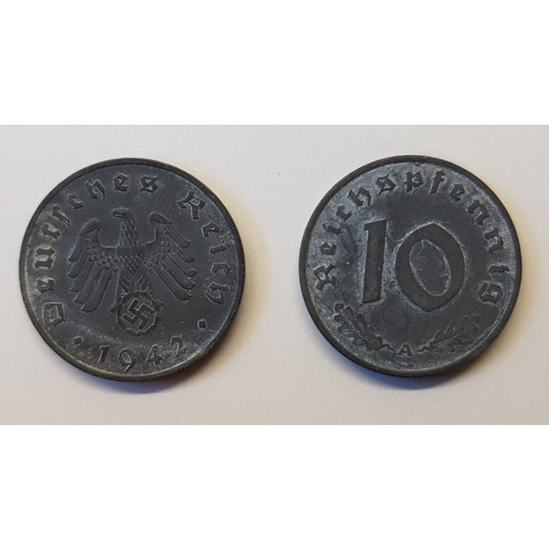 GERMAN THIRD REICH COIN - 10 REICHSFENNING