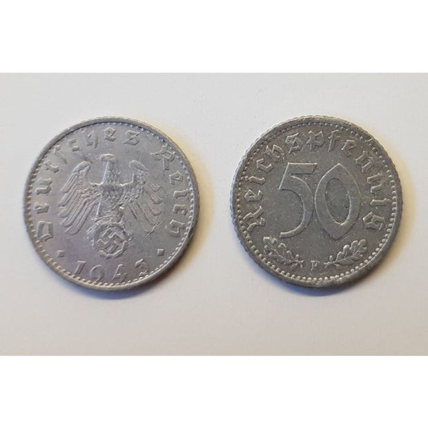 GERMAN THIRD REICH COIN - 50 REICHSFENNING
