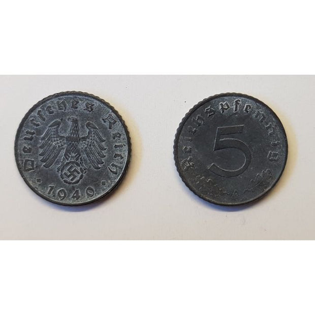 GERMAN THIRD REICH COIN - 5 REICHSFENNING