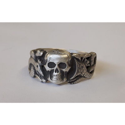 German Ww2 Ss Skull Ring With Serpents