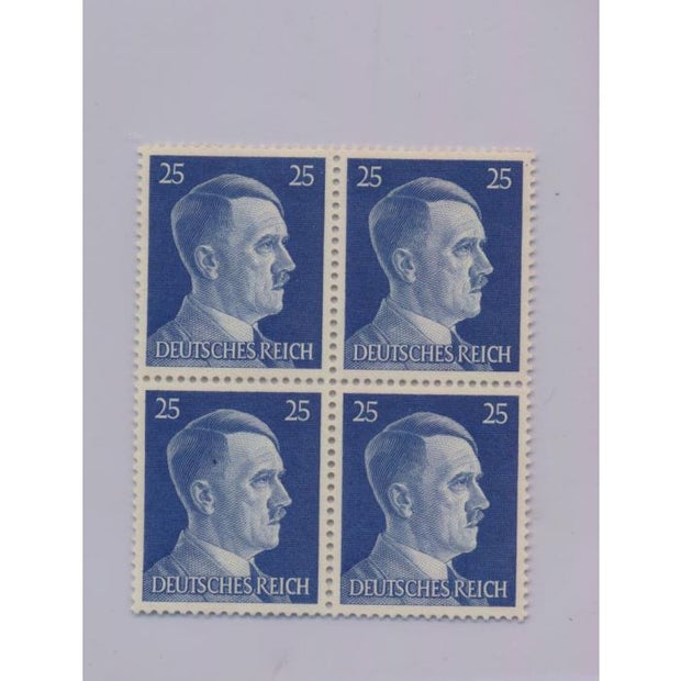 GERMAN WWII HITLER HEAD STAMP OF 4 STAMPS 25 RPF VALUE
