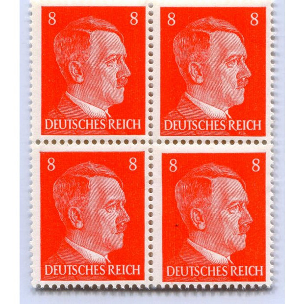 GERMAN WWII HITLER HEAD STAMP OF 4 STAMPS 8 RPF VALUE