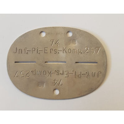 GERMAN WW2 ALUMINUM DOG TAG " erkennungsmarke"