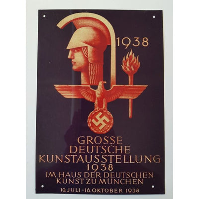 GROSSE DEUTSCHE KUNSTAUSSTELLUNG 1938 METAL SIGN