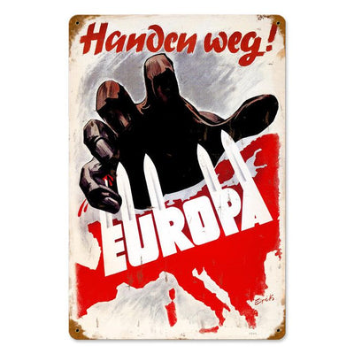 GERMAN HANDEN EUROPA METAL SIGN 18" X 12"