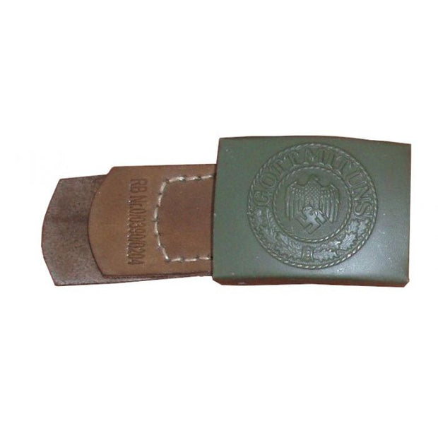 GERMAN EM/NCO'S BELT BUCKLE WITH LEATHER TAB