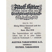 HONIG VIKTOR EMANUEL UND DER FUHRER ROM, MAI 1938 CIGARETTE CARD