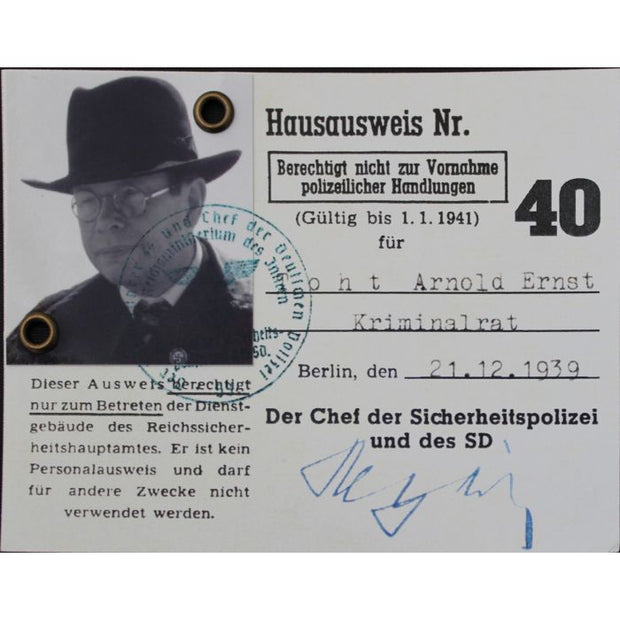 Sturmbannfuhrer Arnolsturmbannfuhrer Arnold Ernst Toht Id Card Access Pass From Indiana Jones "Raiders of the Lost Ark"D Ernst Toht Id Card Access Pass From Indiana Jones "Raiders of the Lost Ark"